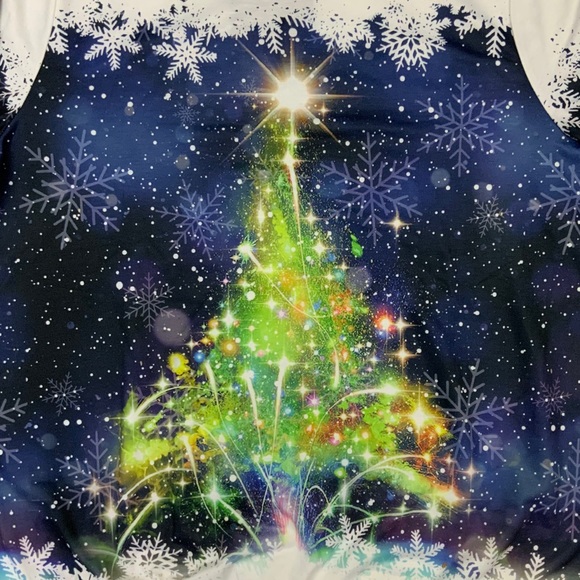 Christmas 3D Print Long Sleeve Sweatshirt Tee Top Cosmic Starry Night Women Med - Picture 11 of 16